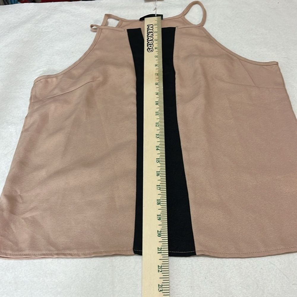 Emery Rose Sleeveless Blouse Tan Black Womens Size XS NWT - Picture 9 of 10